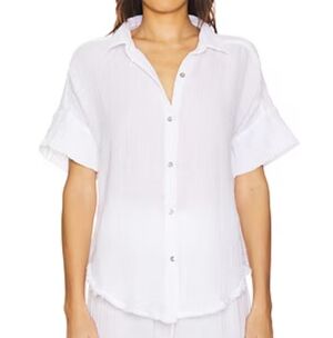 Michael Stars White Textured Shirt Size (L)